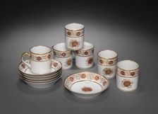 Cups and Saucers from Oliver Wolcott, Jr. Tea Service, 1785-1805. Creator: Unknown
