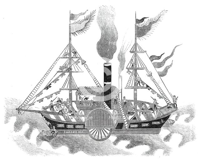 Curious Chinese drawing of an English war-steamer, 1844. Creator: Unknown.