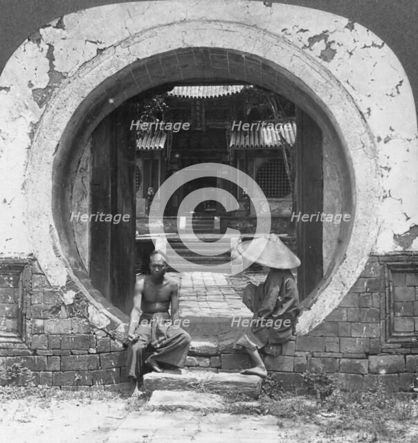 Curious gateway, entrance to a joss house, Bhamo, Burma, 1908. Artist: Stereo Travel Co