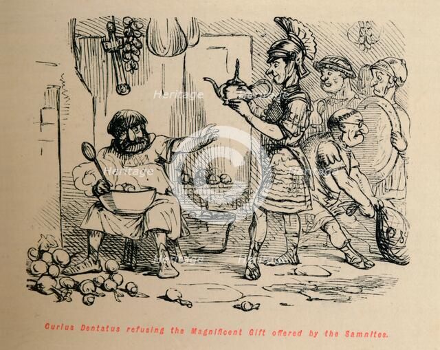 'Curius Dentatus refusing the Magnificent Gift offered by the Samnites', 1852. Artist: John Leech.