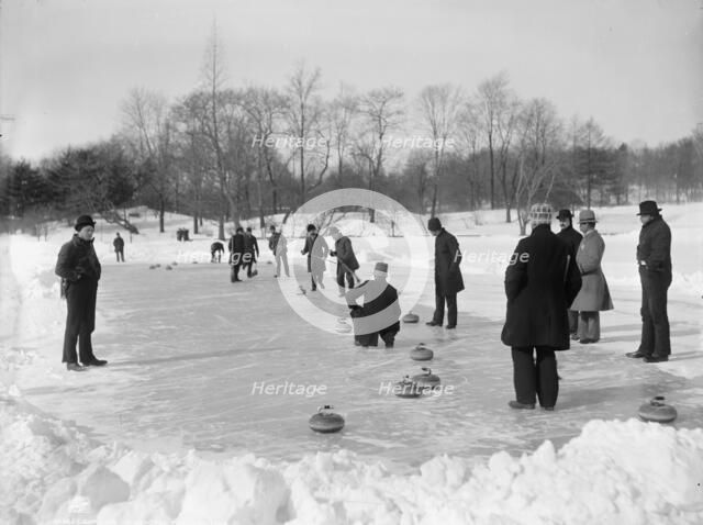 Curling in Central Park, New York, between 1900 and 1906. Creator: Unknown.