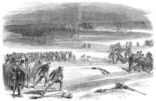 Curling Match between the Earl of Mansfield and the Earl of Eglington, on Airthrie Loch, 1850. Creator: Unknown