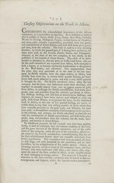 Cursory Observations on the Trade to Africa, 1778-05-04. Creator: Unknown
