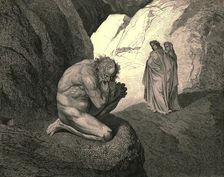 Curs'd wolf ! Thy fury inward on thyself prey, and consume thee! c1890. Creator: Gustave Doré