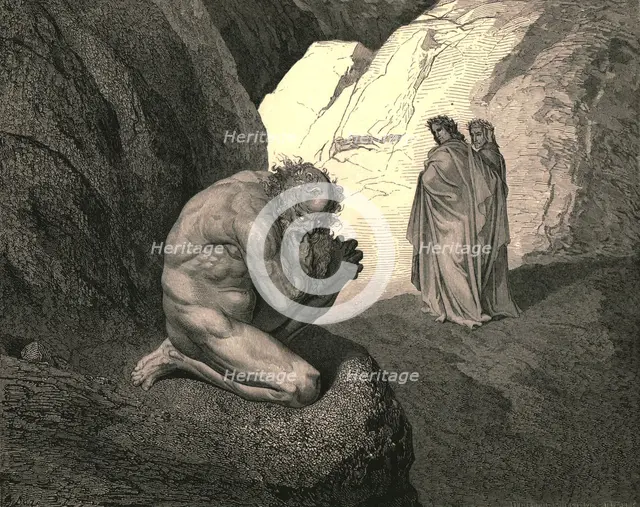 'Curs'd wolf ! Thy fury inward on thyself prey, and consume thee!', c1890.  Creator: Gustave Doré.