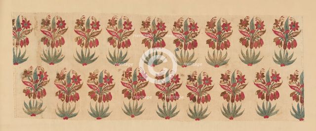 Curtain Fragment with Rows of Flowers, India, Before 1667. Creator: Unknown.