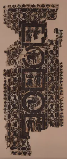 Curtain Panel with Scenes of Merrymaking, 500s. Creator: Unknown