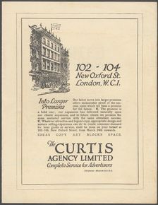 Curtis Advertising Agency, 1920s. Artist: Wilfred Fryer