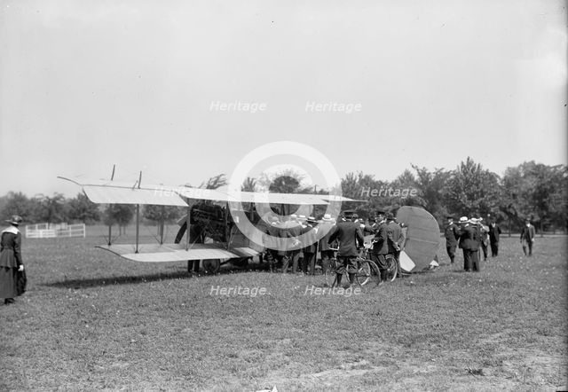 Curtiss Airplane Tests And Demonstrations; Twin Engine Biplane, Potomac Park, 1916. Creator: Harris & Ewing.