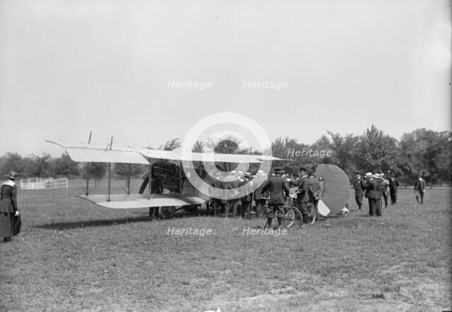 Curtiss Airplane Tests And Demonstrations; Twin Engine Biplane, Potomac Park, 1916. Creator: Harris & Ewing.