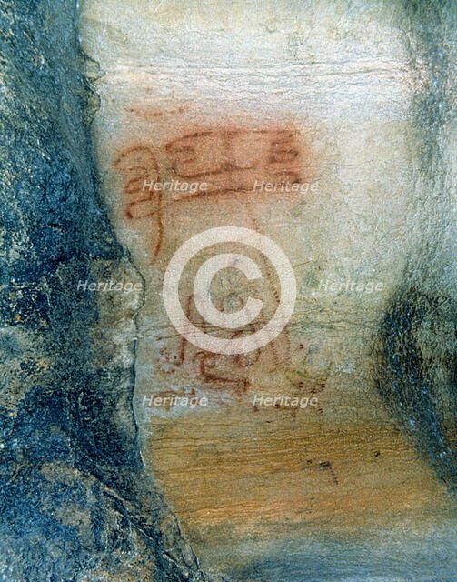 Curved figures in Pileta Cave (Málaga), the Abbe Breuil interpreted them as corrals for captured …