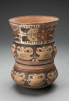 Curving Beaker with Rows of Abstract Human Faces, 180 B.C./A.D. 500. Creator: Unknown