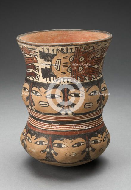 Curving Beaker with Rows of Abstract Human Faces, 180 B.C./A.D. 500. Creator: Unknown.