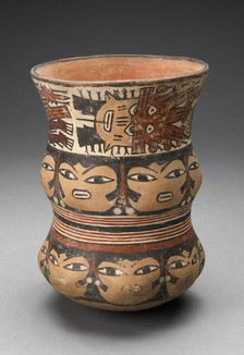 Curving Beaker with Rows of Abstract Human Faces, 180 B.C./A.D. 500. Creator: Unknown