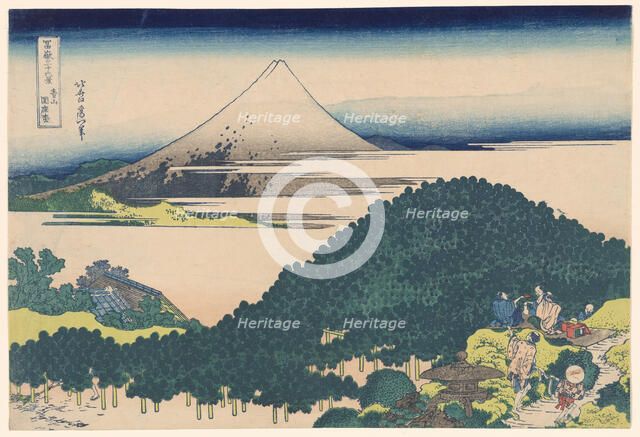 Cushion Pine Tree at Aoyama (Aoyama Enza no matsu), from the series "Thirty-six..., Japan, c1830/33. Creator: Hokusai.