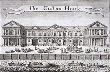 Custom House and River Thames, London, c1670. Artist: John Dunstall