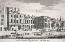 Custom House and River Thames, London, c1750. Artist: Anon