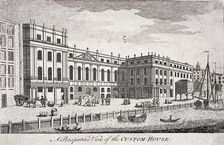 Custom House and River Thames, London, c1750. Artist: Anon