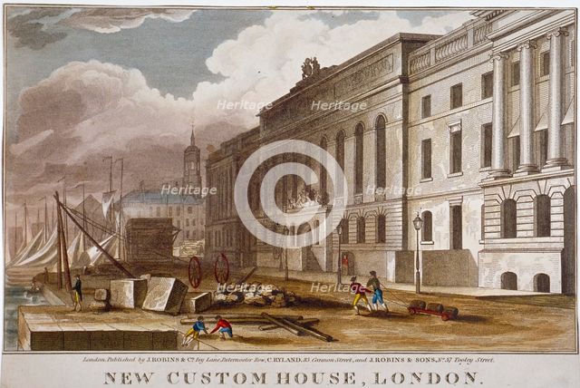 Custom House, City of London, 1818. Artist: Anon