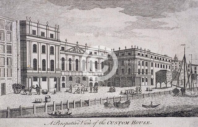 Custom House, London, 1800. Artist: William Watts