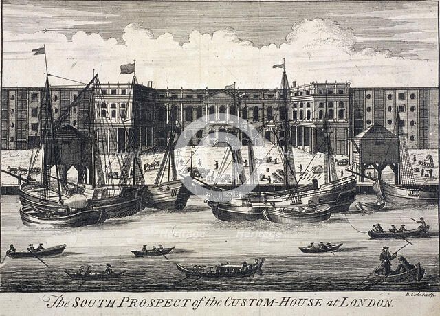 Custom House, London, c1750. Artist: Benjamin Cole