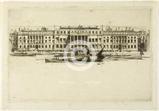 Custom House, plate one from the London Set, 1899. Creator: David Young Cameron.