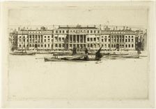 Custom House, plate one from the London Set, 1899. Creator: David Young Cameron
