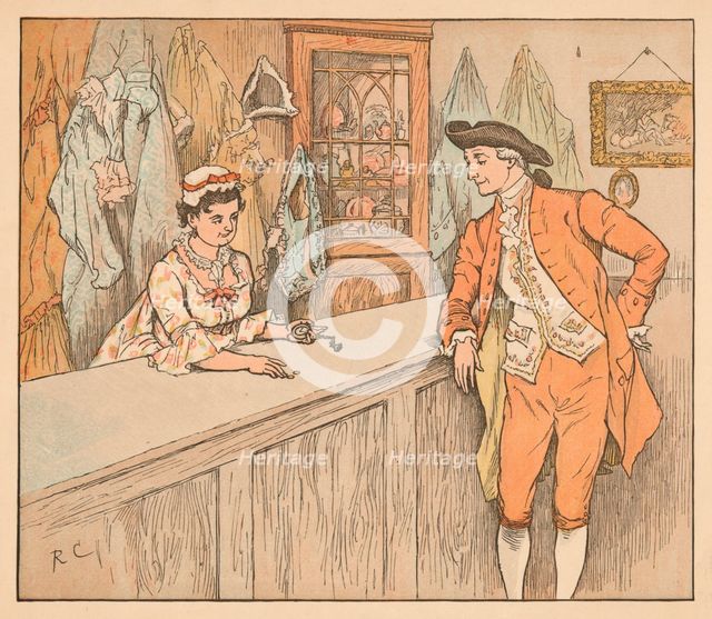 Customer in a pawn shop, c1885, (1934). Creator: Randolph Caldecott.