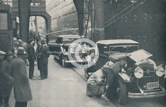 'Customs Officers Examining Motor Cars at Southampton', 1937. Artist: Unknown.