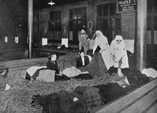 Customs Room at the Gare du Nord, Paris, a relief station for French refugees 1914