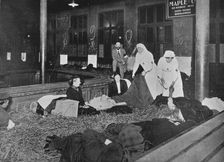 Customs Room at the Gare du Nord, Paris, a relief station for French refugees 1914