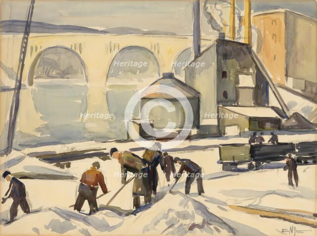 C.W.A. Worker at Key Bridge, n.d. Creator: Edgar Nye.