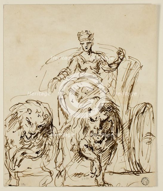 Cybele on Chariot Drawn by Lions, c. 1738. Creator: John Vanderbank.