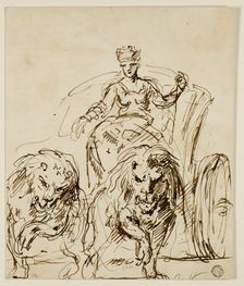 Cybele on Chariot Drawn by Lions, c. 1738. Creator: John Vanderbank
