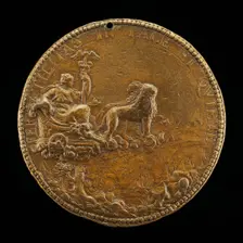 Cybele in a Car Drawn by Lions [reverse], c. 1554. Creator: Pietro Paolo Galeotti