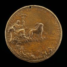 Cybele in a Car Drawn by Lions [reverse], c. 1554. Creator: Pietro Paolo Galeotti