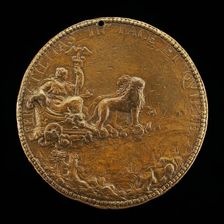 Cybele in a Car Drawn by Lions [reverse], c. 1554. Creator: Pietro Paolo Galeotti