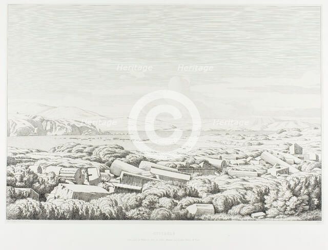 Cyclades: the Porticos of Philip, Port of Dhílos, Rinea (or Greater Dhílos) and Tínos, 1846. Creator: Theodore Caruelle d'Aligny.