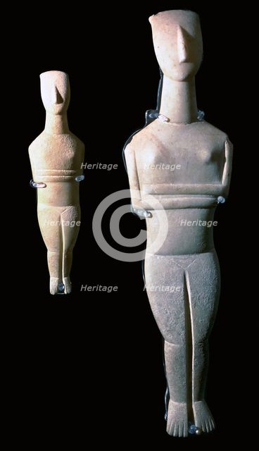 Cycladic figures, 25th century BC. Artist: Unknown