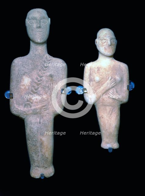 Cycladic figures, 25th century BC. Artist: Unknown