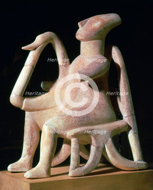 Cycladic harp-player made of marble. Artist: Unknown