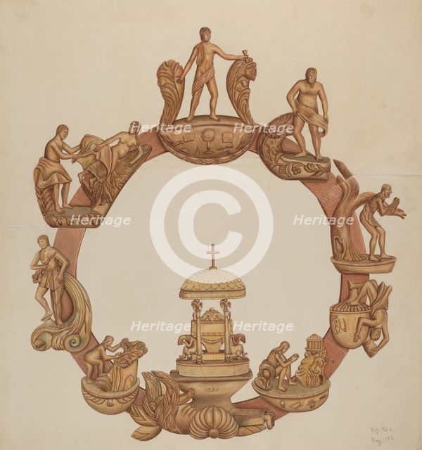 Cycle of Life Carving, c. 1938. Creator: Al Curry.