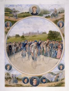 Cyclists at Alexandra Palace, Wood Green, Haringey, London, 1886. Creator: CA Fesch