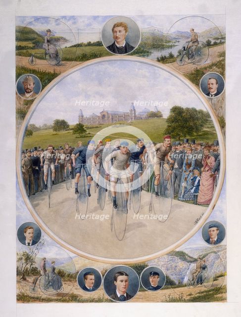 Cyclists at Alexandra Palace, Wood Green, Haringey, London, 1886. Creator: CA Fesch.