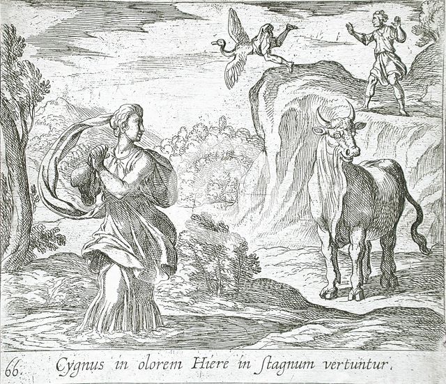 Cycnus and Hyrie, published 1606. Creators: Antonio Tempesta, Wilhelm Janson.