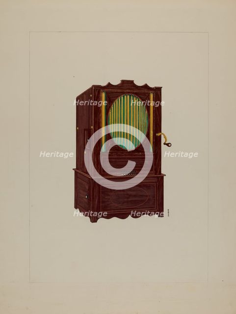 Cylinder Pipe Organ, c. 1940. Creator: Emilio Zito.