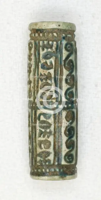 Cylinder with Geometric Designs and Hieroglyphs, Egypt, Second Intermediate Period, Dynasty 15... Creator: Unknown.