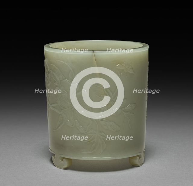 Cylindrical Container with Mallows and Inscription in Relief, 1736-1795. Creator: Unknown.
