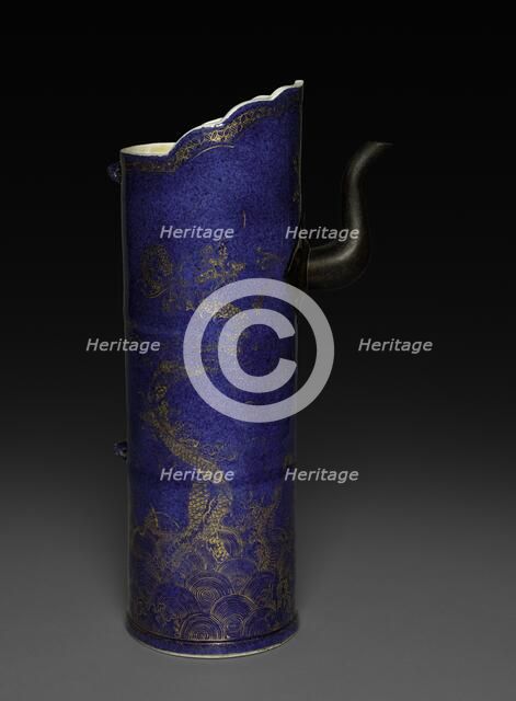 Cylindrical Ewer with Dragons Pursuing Flaming Jewel, 1662-1722. Creator: Unknown.