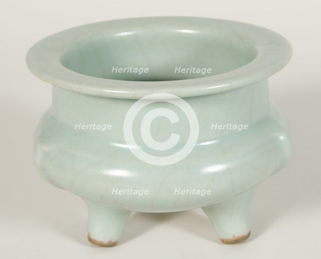 Cylindrical Tripod Censer (Incense Burner) with Cloud..., Southern Song dynasty (1127-1279). Creator: Unknown.
